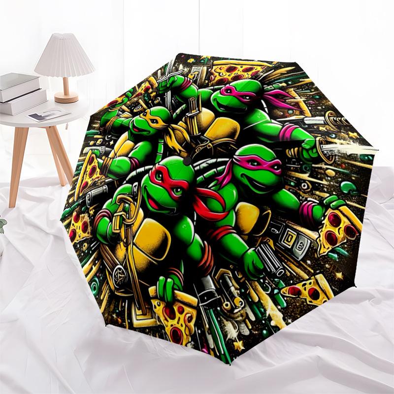 1pc Turtles Automatic Folding Umbrella - Compact 8-Rib Design, Durable Plastic & Iron, Perfect Gift for Friends & Family, yy250923036