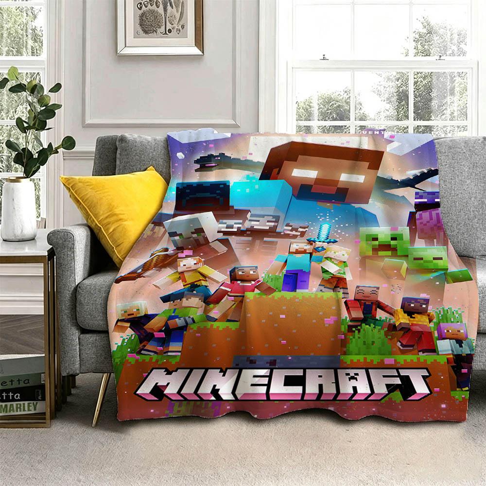 Movie M-Minecrafts Cartoon Game 2026 Retro Flannel Blanket Soft Throw Blanket Art For Home Decor Bedroom Bed Sofa Picnic Gifts