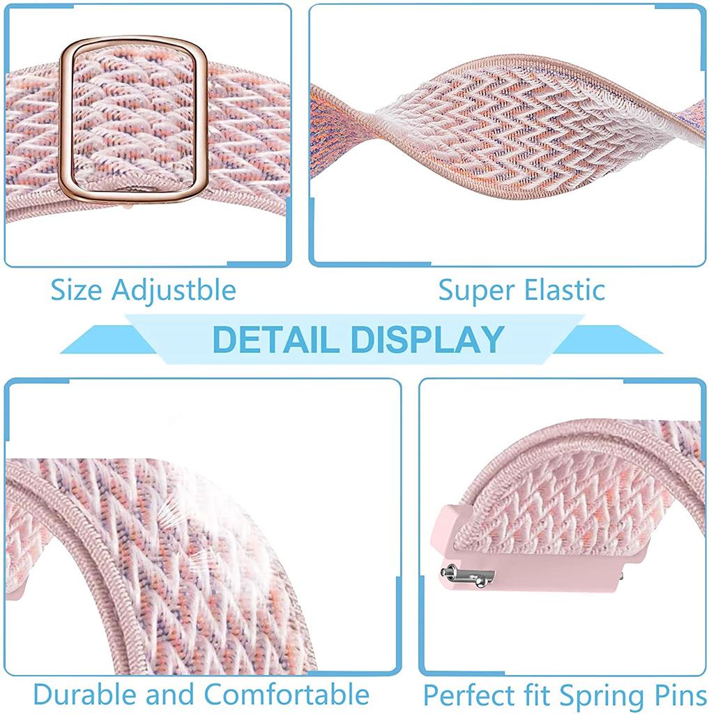 20mm 22mm band For Samsung Galaxy Watch 5/pro/4/classic/3/Active 2 44 45mm Gear S3 Elastic Nylon Loop Huawei GT 2 2e pro 3 strap