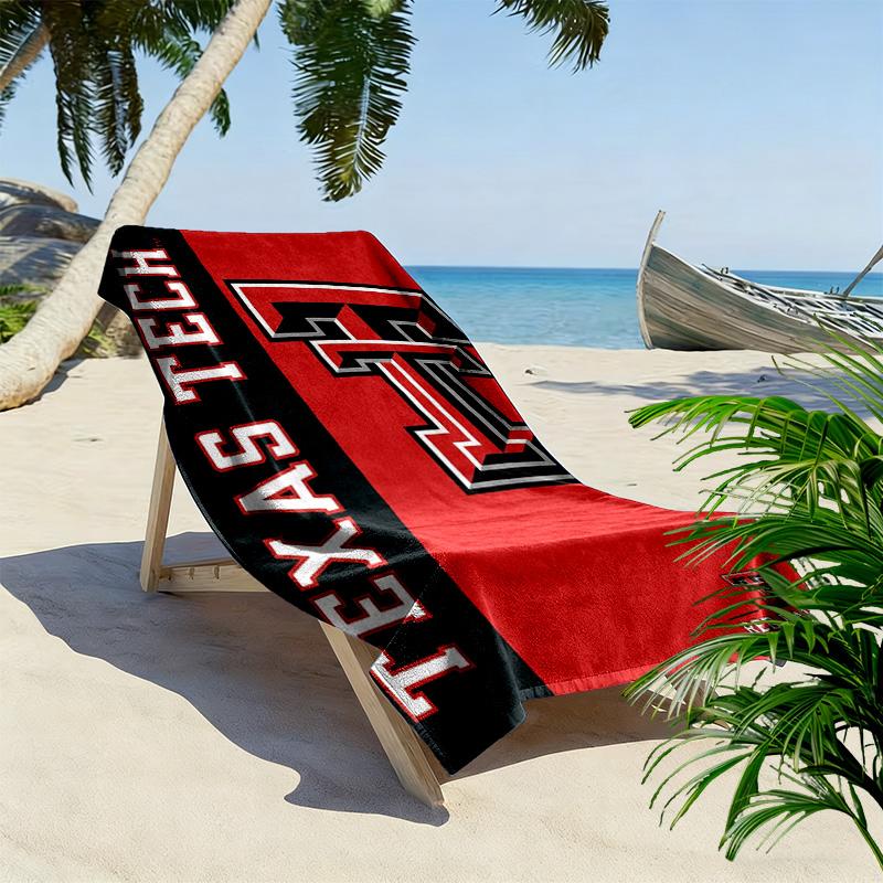 Texas Tech Red Raiders Print Beach Towel, Large Soft Quick Dry Towel for Beach Camping Swimming