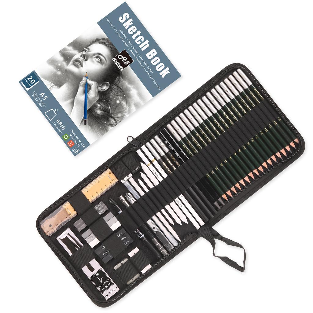 KALOUR New Product Hot Sale New 54pcs Sketching and Charcoal Pencil Sketch Set with Sketch Pad