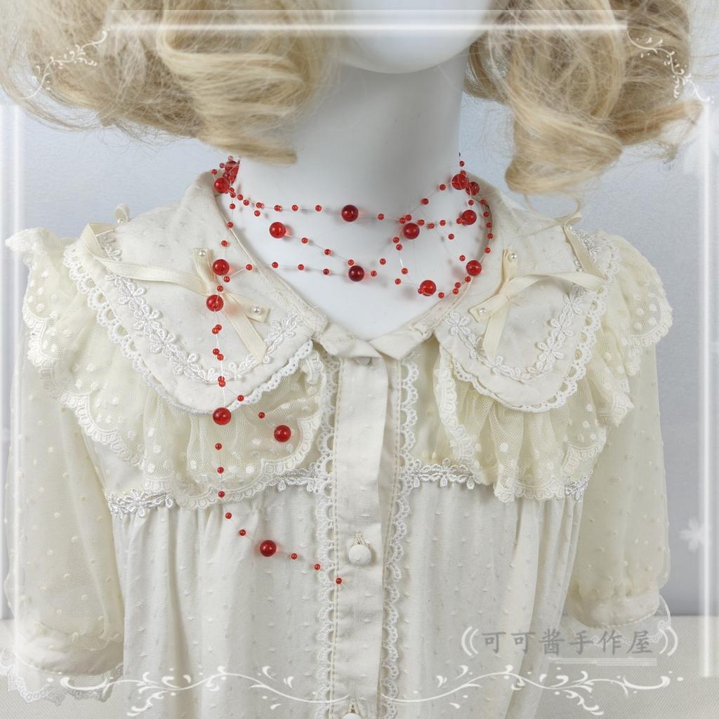 Original Handmade Halloween Ghost Bride Cos Dress Up Hair Accessories White Lace Veil Blood Drop Mesh Flower Women's Headdress