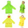 Süßer Frosch - Thematischer Grüner Kinder-Regenmantel mit Kapuze und Taschen Cartoon-Tier-Regenponcho für Jungen und Mädchen Outdoor Wasserdicht