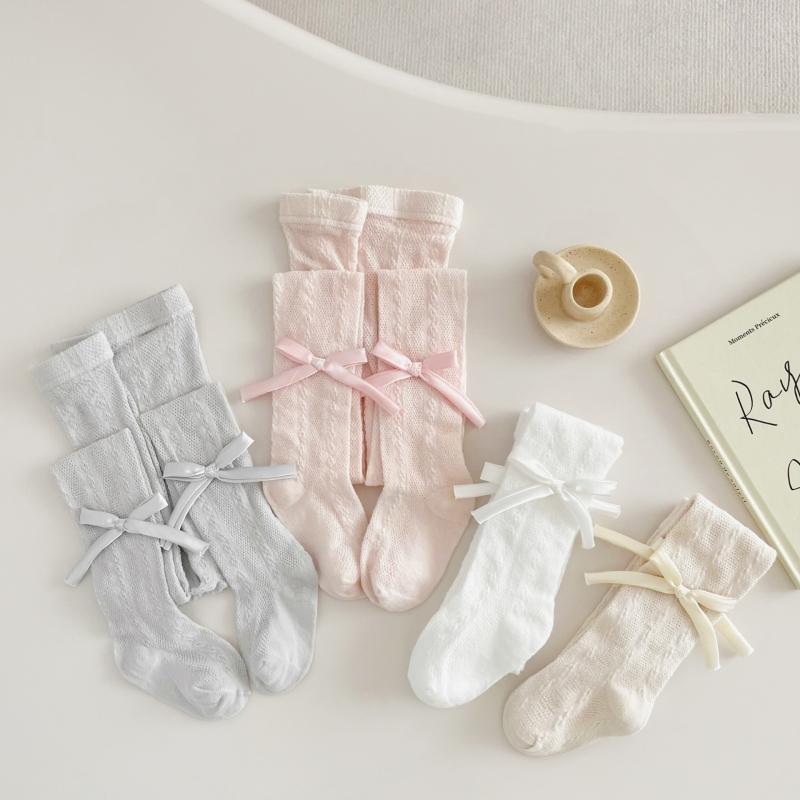 Girls Bow Pantyhose For Baby Sweet Style Princess Socks Thin Mesh Bottom Pantyhose For Girls Breathable Cute Summer
