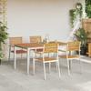 Garden Dining Set 5 Pcs Solid Acacia Wood and Stainless Steel