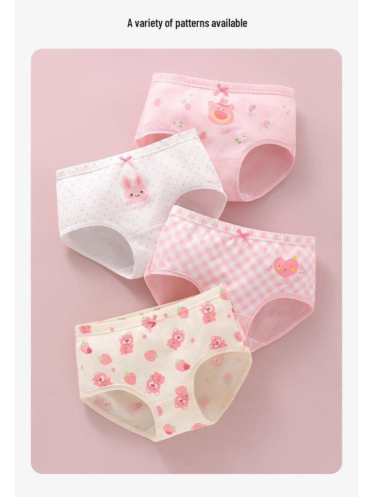 Lot de 4 culottes en coton pour filles - Confortables, respirantes, antibactériennes, pour enfants de taille moyenne à grande