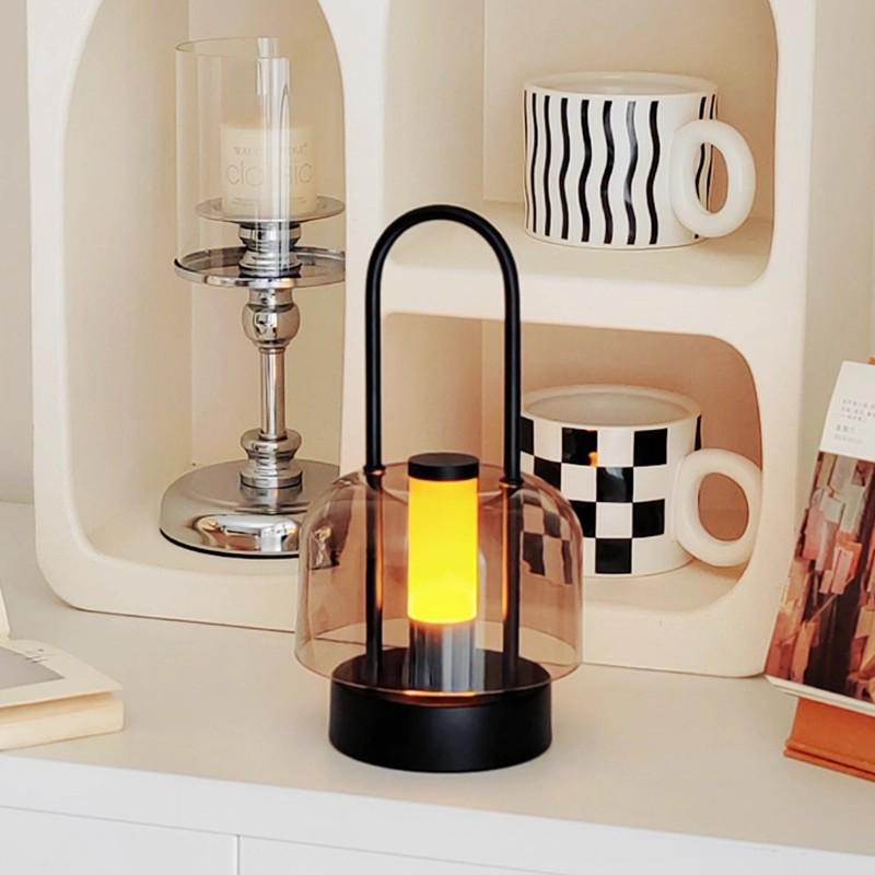 Creative Touch Portable Rechargeable Candlestick Lamp - Three-Color Stepless Dimming Night Light for Camping