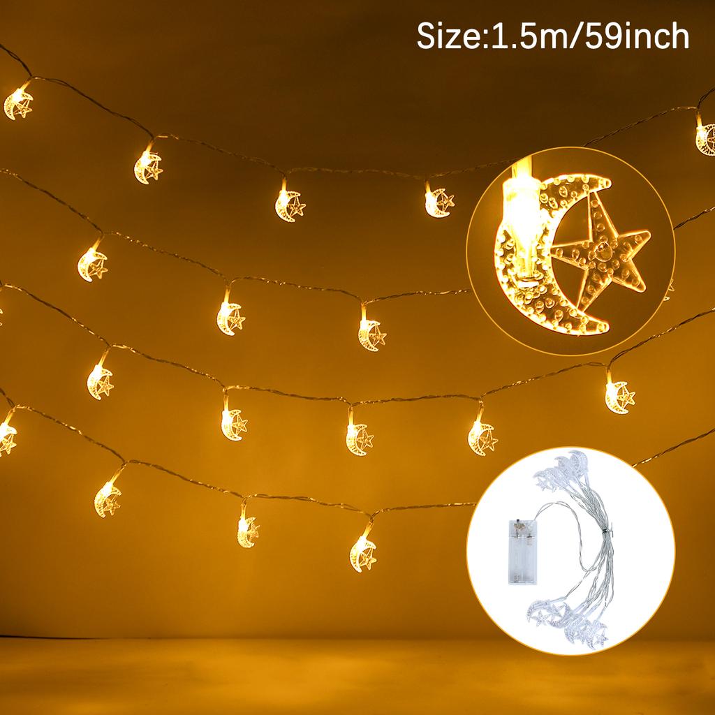Eid Mubarak Star Castle Moon Castle Light String Ramadan Kareem Decor for Home 2025 Islam Muslim Party Supplies Eid Al-fitr