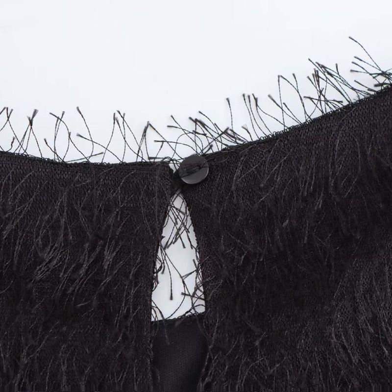 Kaslead New Arrival Women's Clothing Fashion Style Fashion Minimalist Tassel Sleeveless with Lining Dress