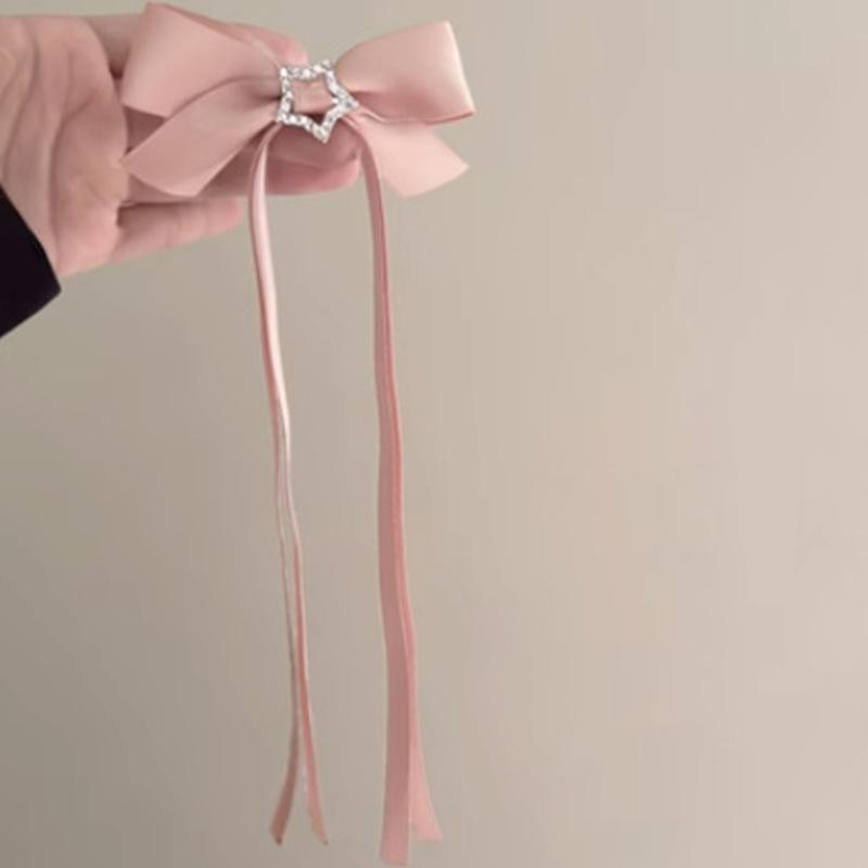 Long Ribbon Bowknot Hair Clip Sweet Girl Ballet Hairpin Women Hair Styling Accessories for Thin Hair French Barrettes