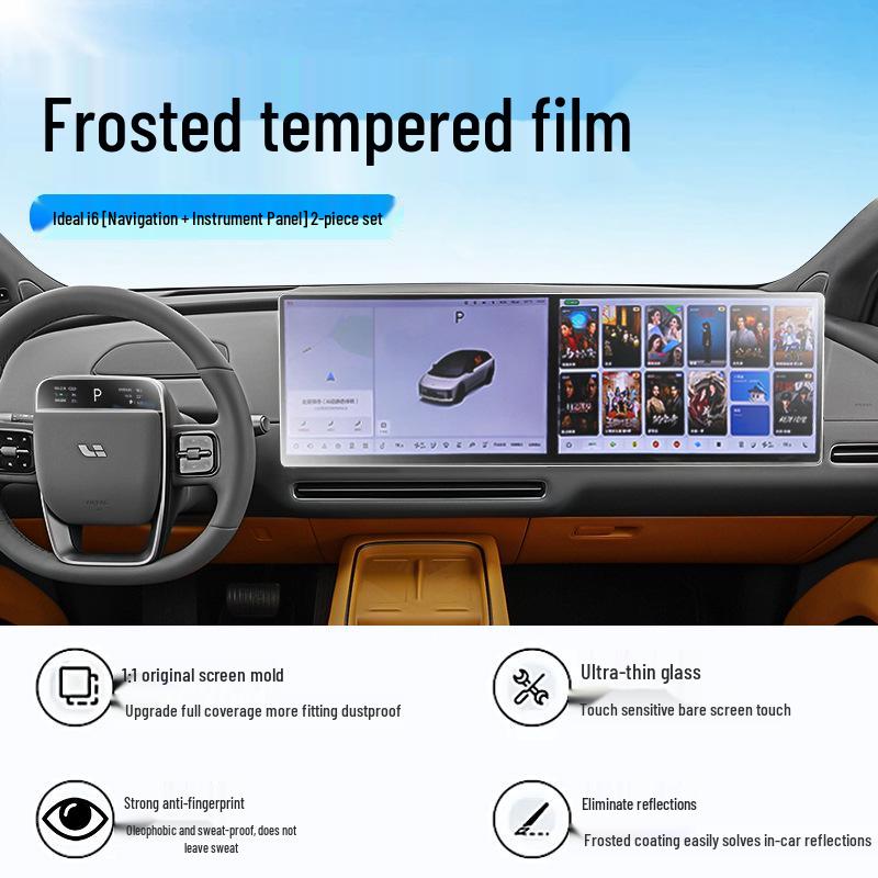 Tempered Glass Screen Protector for Ideal i6 Center Console, Large Car Interior Navigation Screen Protection Film, Modification Accessory