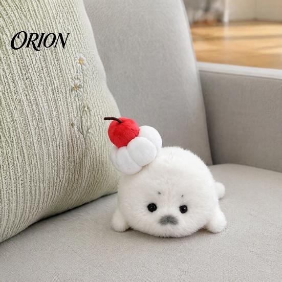 Holiday Stocking Stuffer Cute Baby Seal Plush Keychain, Soft Fluffy White Mini Bag Small Animal Charm, Stuffed Ocean Key Ring Accessory for