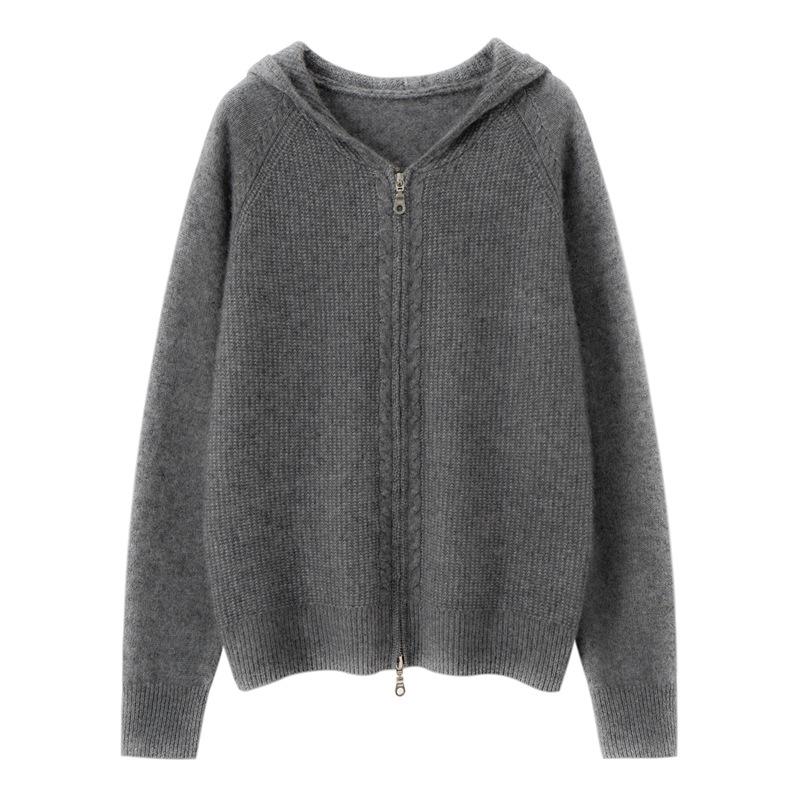 Cardigan Pull Manteau à Capuche en Cachemire pour Femme