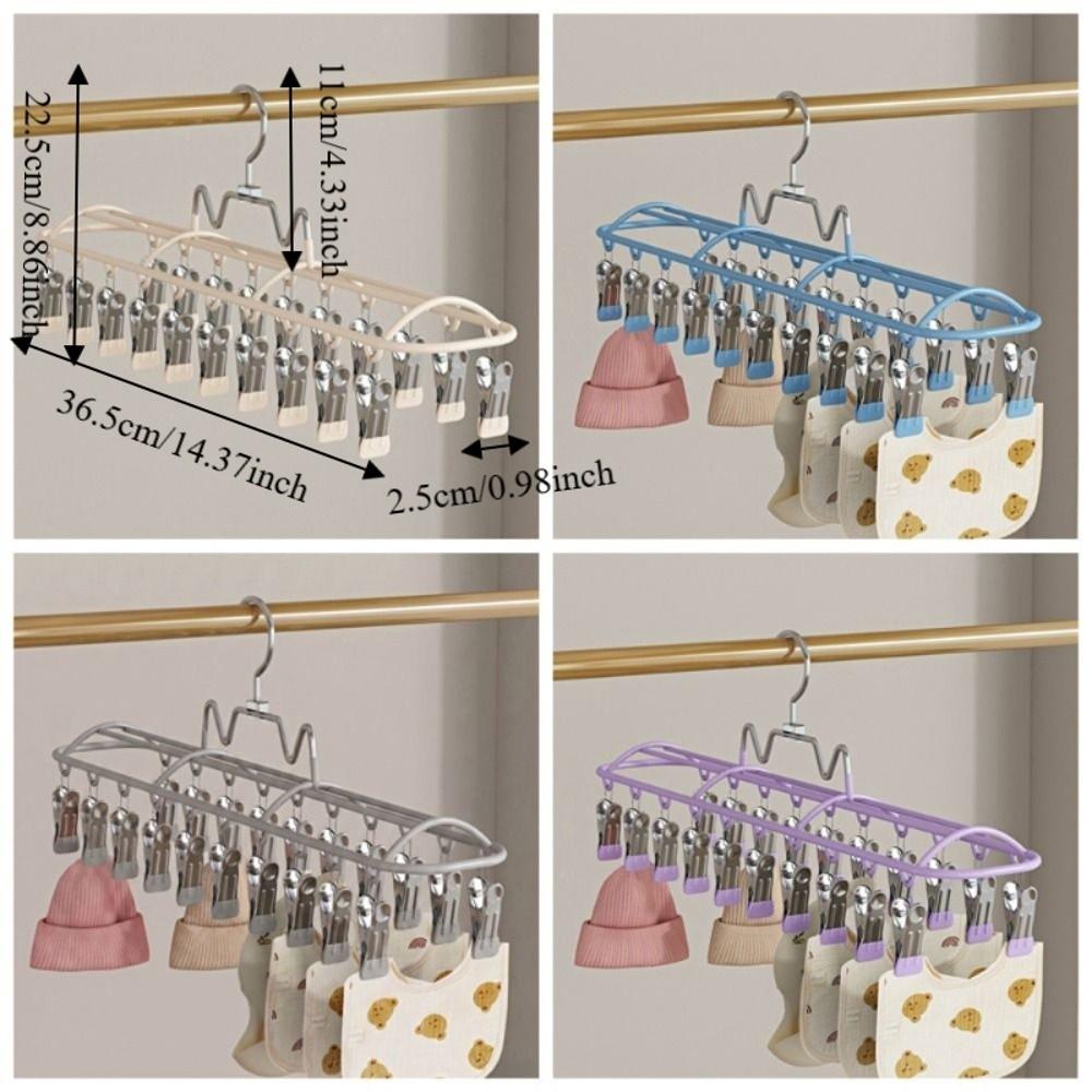 with 20 Clips Sock Drying Rack Stainless Steel Clothes Hanger Baby Sock Clips Laundry Room