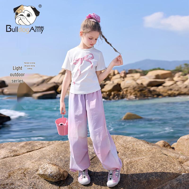CHANZUIGOU Girls  Stylish Cinched-Waist Short Sleeve Top 140 cm