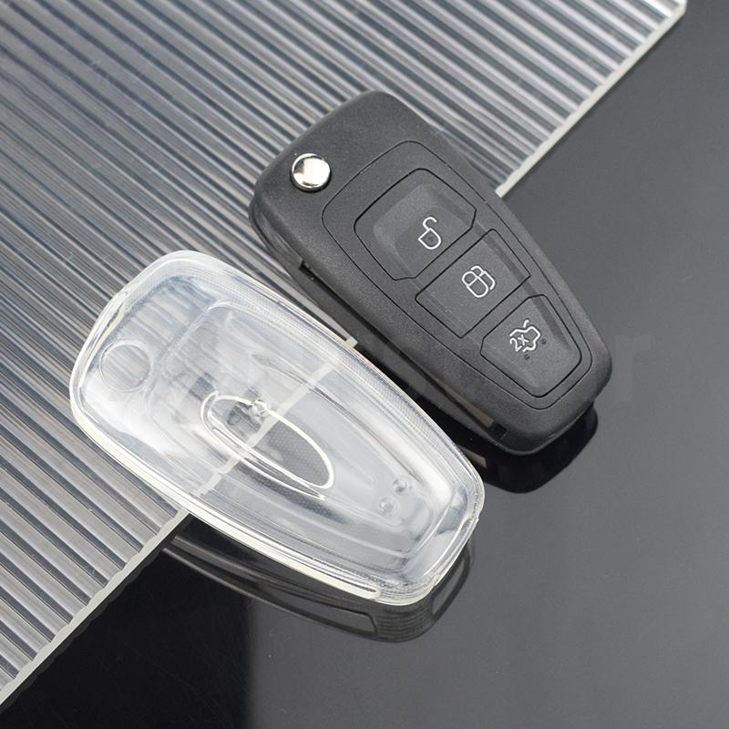 Transparent Tpu Car Folding Flip Key Case Cover For Ford Focus 3 4 Ecosport Kuga Escape Mk3 St Rs Fiesta Mondeo Fold C-Max S-Max