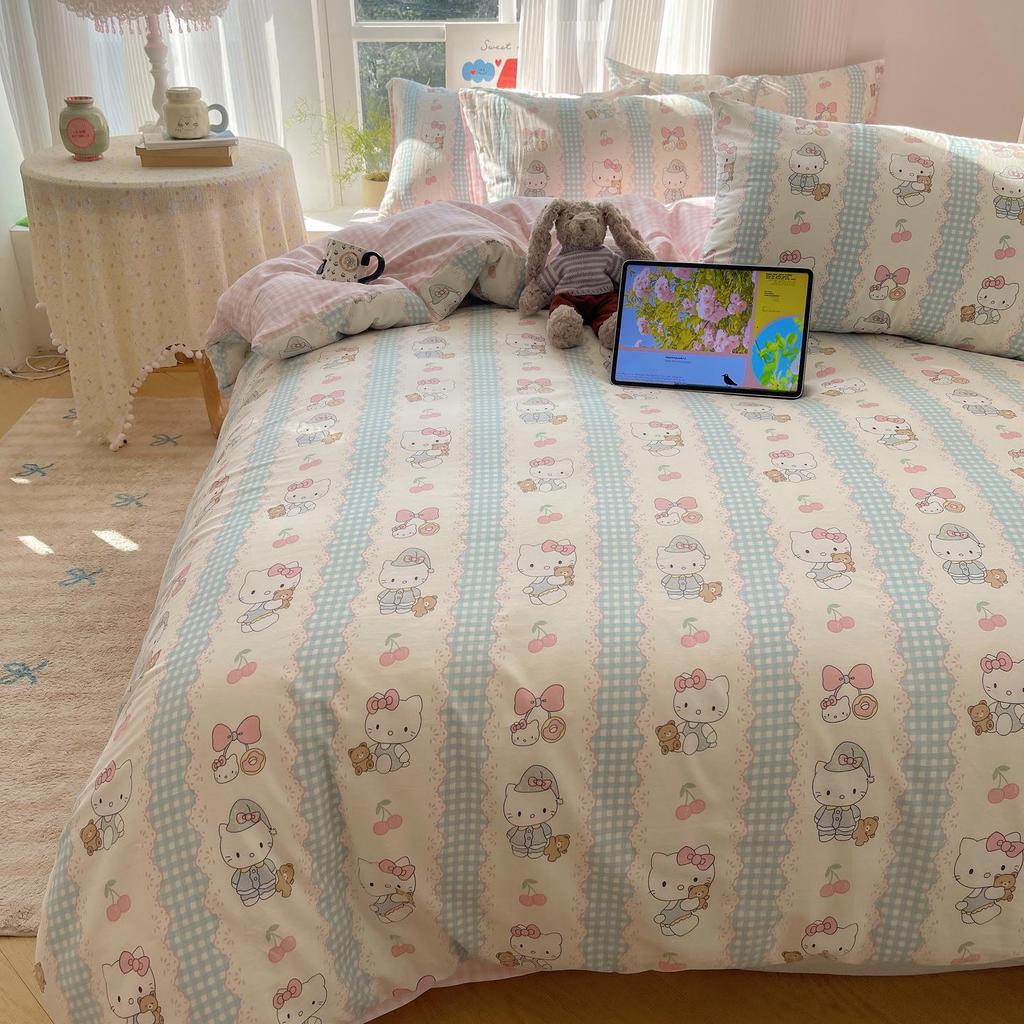 Early Spring 2026 Cute Cartoon Pure Cotton 3-Piece Bedding Set - Skin-Friendly and Age-Reducing