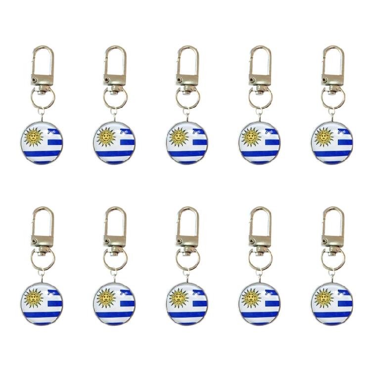 10PCS/Lot Trend Football Keychains Feature Bright Country Flags Rustproof Alloy And Glass Backpacks Decoration