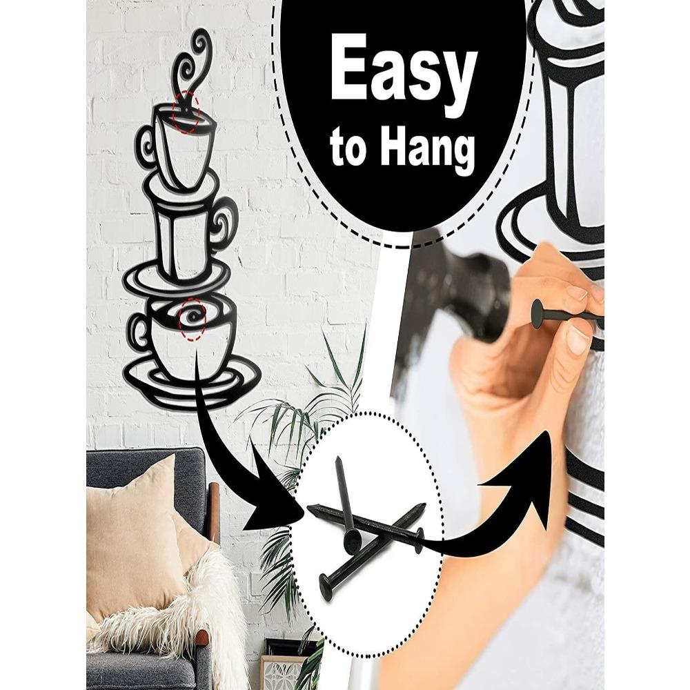 Wrought Iron Coffee Bar Decor for Kitchen, Wall Art Set of 1
