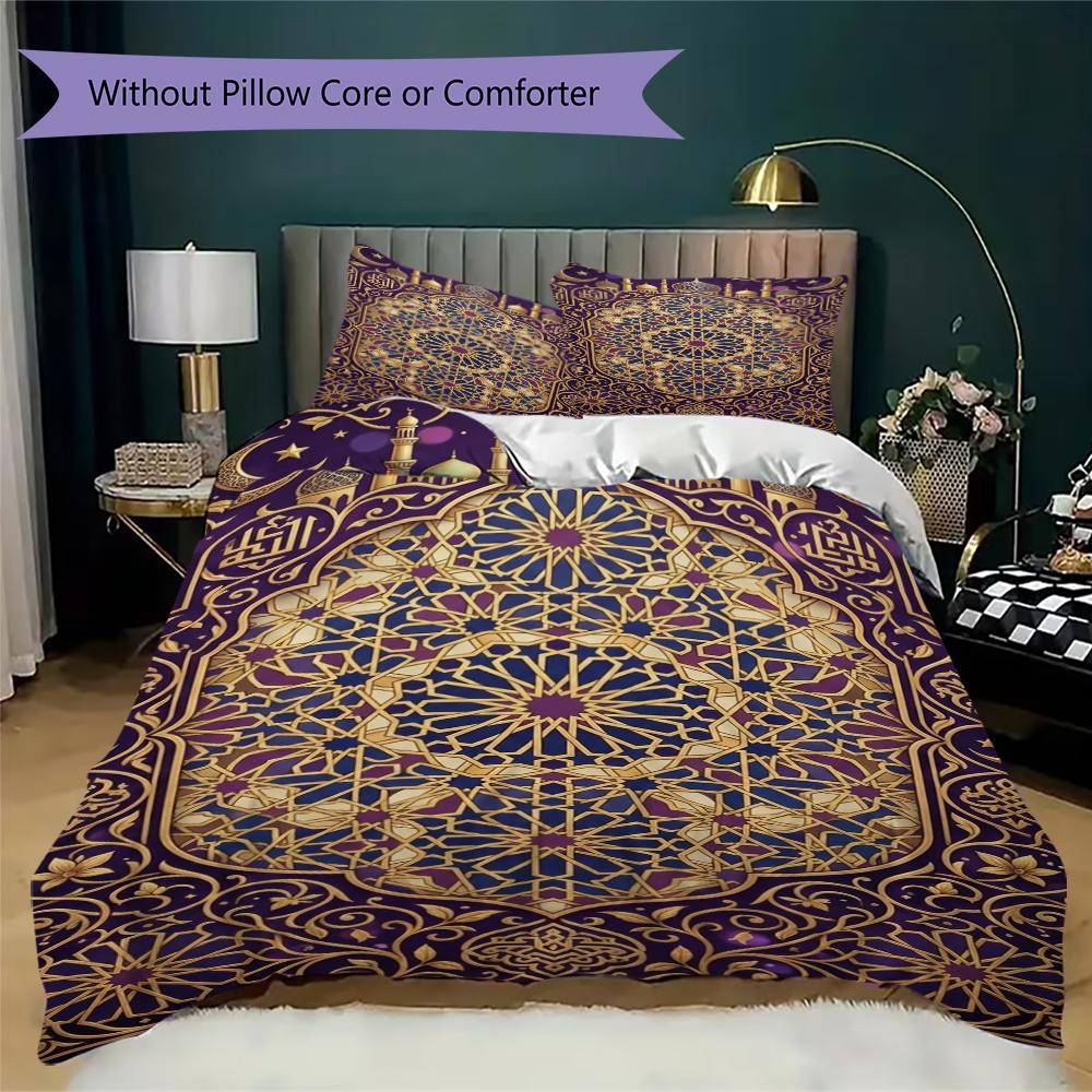 Muslim Pattern Bedding uilt Set uilt Cover Pillowcase Home Decoration Birthday Gift (1 * duvet cover + 2 * pillowcase  without core)126