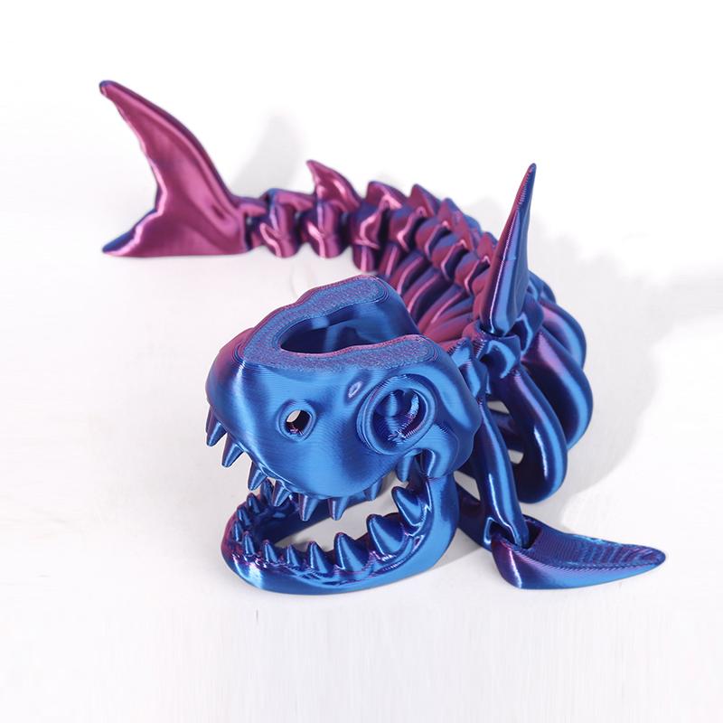 3D Printed Shark Model Solid Color Movable Doll Multi-jointed Articulated Animal Figurine Desktop Decoration Decompression Toy