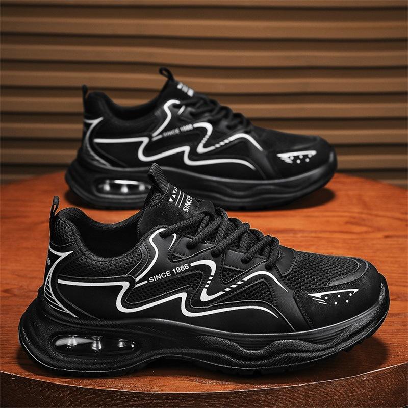 Herbst neue Papa Schuhe Leder mit Netzoberfläche atmungsaktiv dicke Sohle höhenverstellbar Sportschuhe Laufschuhe niedrig