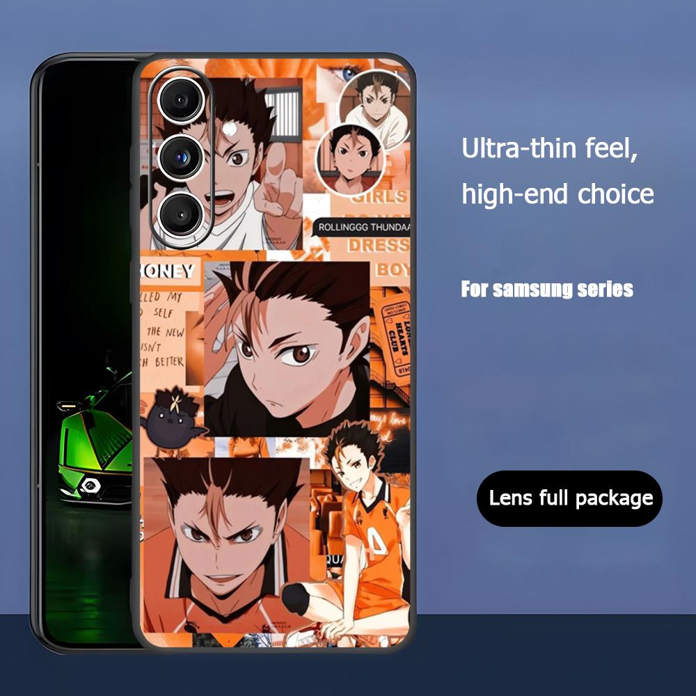 Haikyu Anime Nishinoya Yuu Phone Case For Samsung Galaxy S25 S24 S23 S22 S21 S20 Plus Ultra Note20 Soft Black
