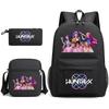 Kpop Dämonenjäger Hexenjäger bedruckter Schüler Schulrucksack Rucksack Umhänge Federmäppchen Dreiteiliges Set