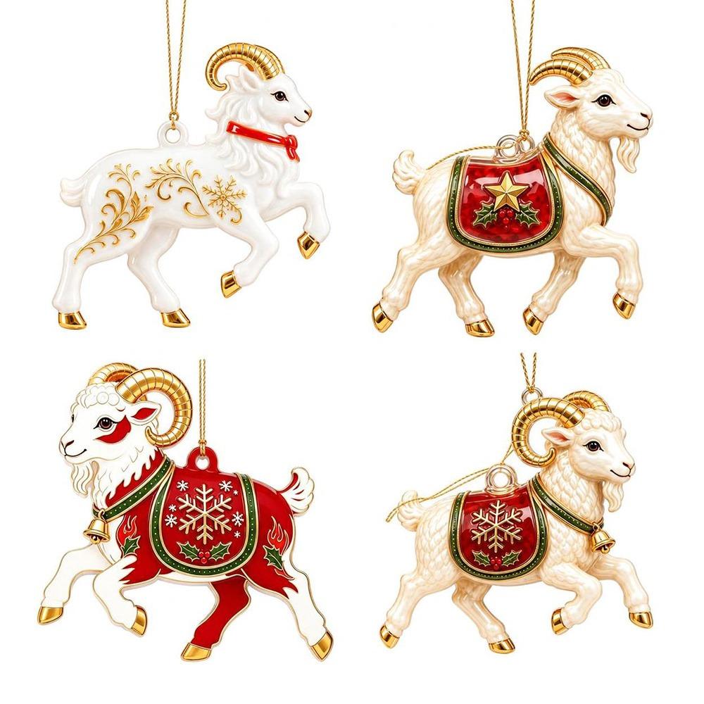 Shining Goat Pendant Acrylic Christmas Tree Ornament Gifts Animal Hanging Decoration  Bag Charms
