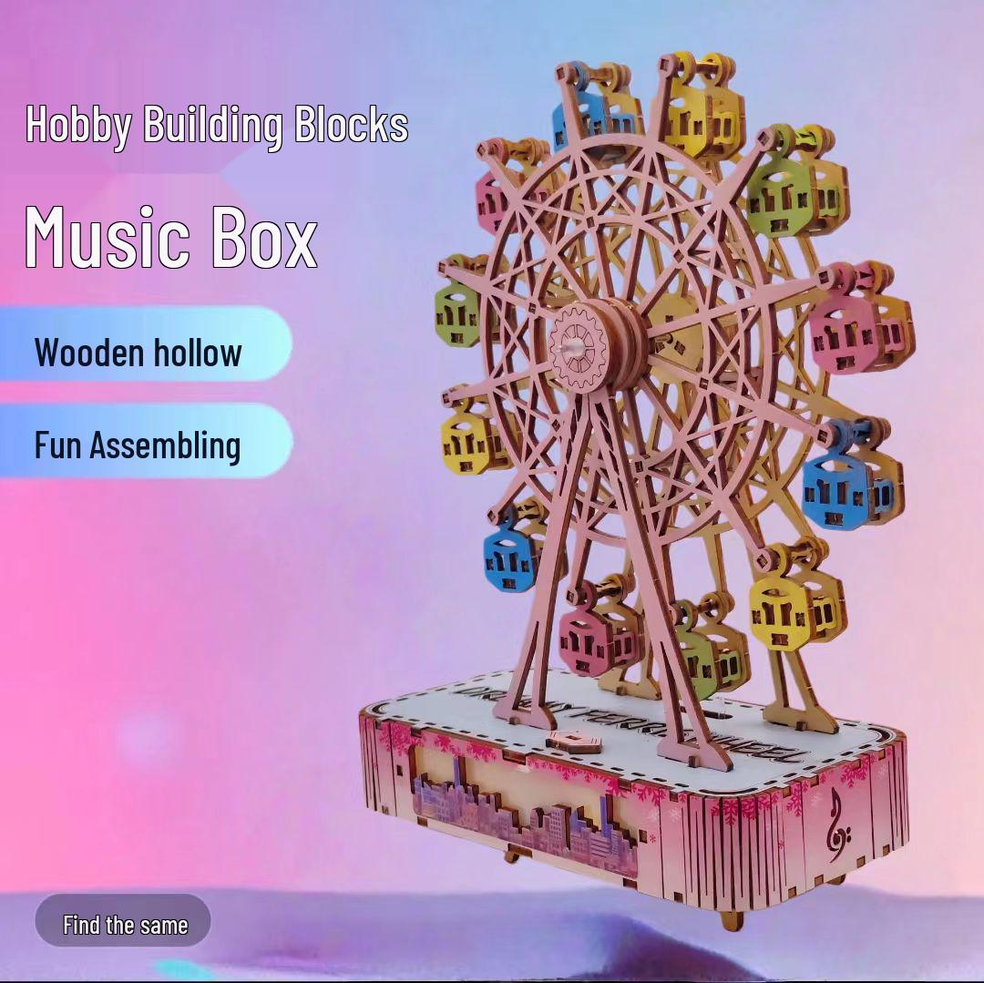 

Handmade Seven-Color Wooden Ferris Wheel Music Box – Romantic DIY Gift for Girls Spirited Away + Assembly Kit