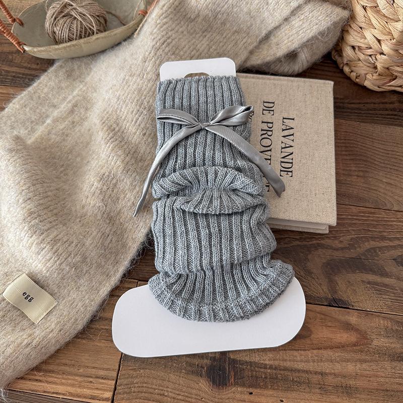 Boots Cotton Socks Cover Spring And Autumn Bow Stacking Socks Ballet Wind Wool Knitted Thickened Warm Calf Cover