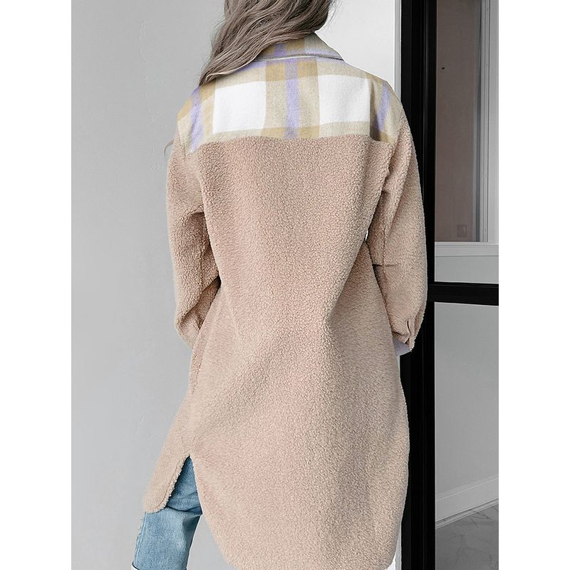 US Shiying Winter New Plaid Woolen Jacket Women 2025 Fashion Mid-Length Warm Jacket Women