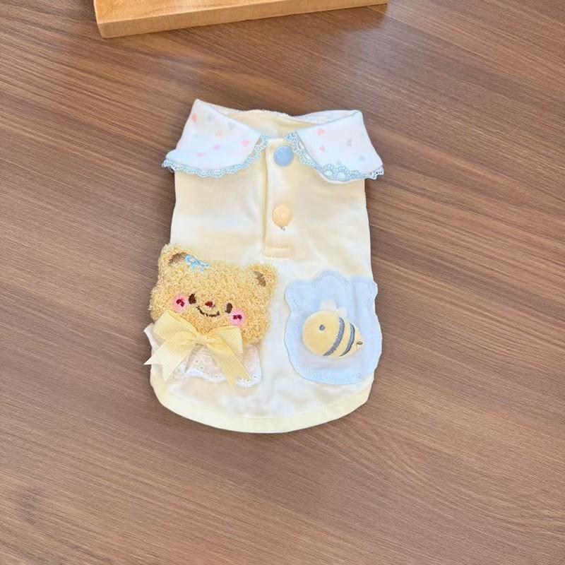 Pet Dog Cat Vest Clothes Cute Cartoon Design Comfortable Breathable Yorkshire Terrier Bichon Frise