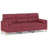 VidaXL 3-seater Sofa with Decorative Pillows Burgundy 180 Cm Fabric, Sofa, Living Room Sofa, 3-seater Sofa In Fabric, 3200835
