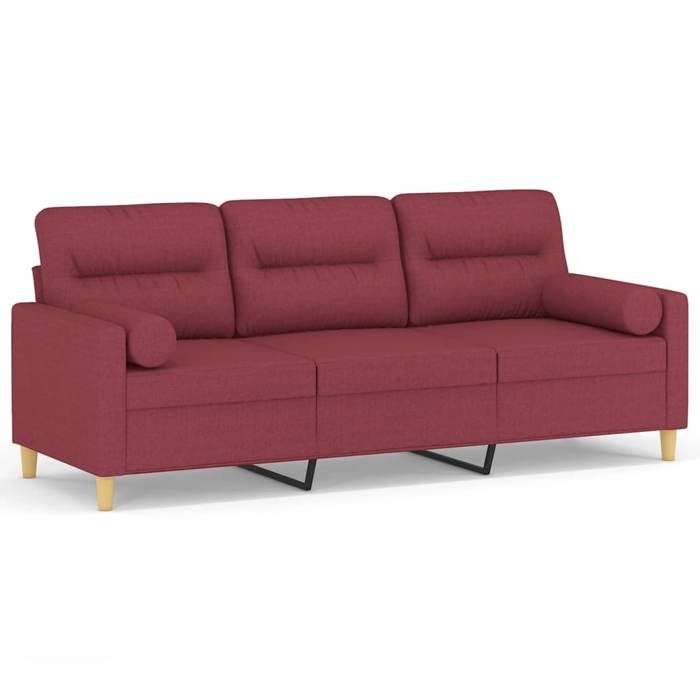 VidaXL 3-seater Sofa with Decorative Pillows Burgundy 180 Cm Fabric, Sofa, Living Room Sofa, 3-seater Sofa In Fabric, 3200835