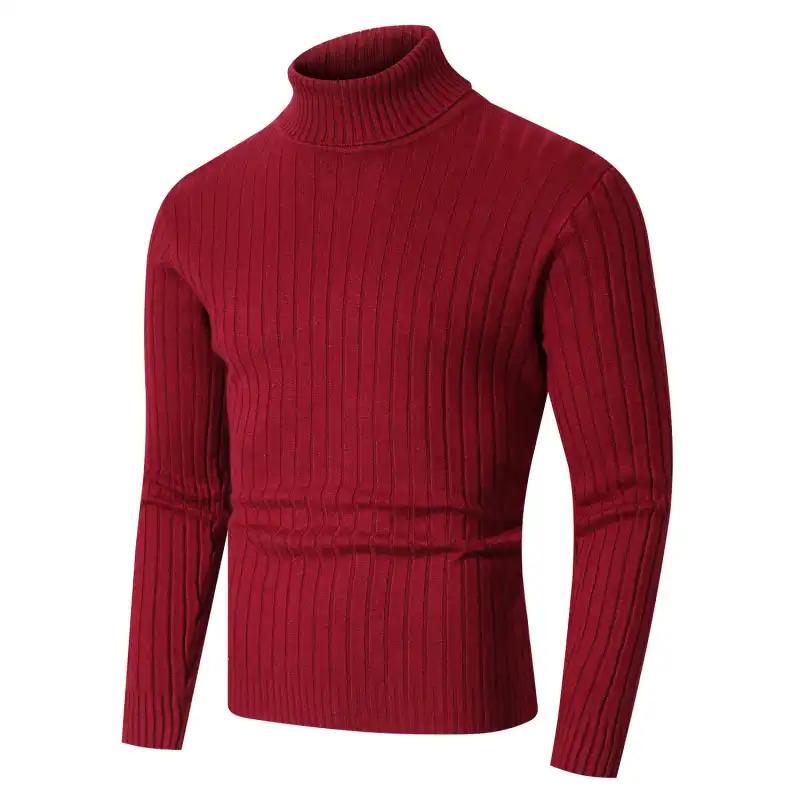 Herbst und Winter Rollkragen Einfarbig Slim Unterhemd Lässiger Stil Vielseitiger Pullover Herren Pullover Top