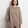 Lazy Wind Round Neck Loose Large Size Sweater Women's Autumn and Winter New Casual Hem Split Knitted Sweater Women