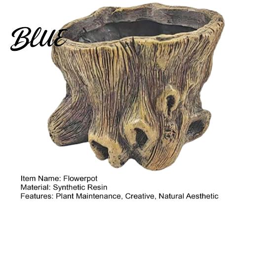 Indoor Greenery Pots for Study Resin Tree Stump Flowerpot Succulents Small Plants Imitation Wood Grain Planter Flower Plants Home Office Decor,