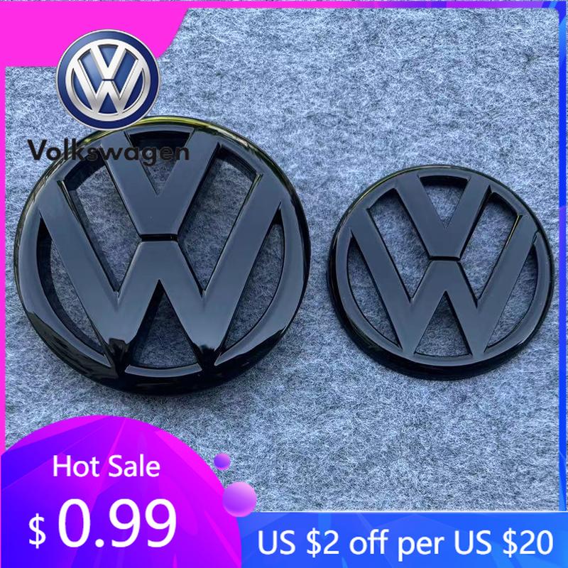 2026 Hot For Volkswagen VW 1pcs Gloss Black Replacement 135mm Front Grill Emblem or 110mm Rear Trunk Lid Badge for Volkswagen Go