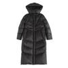European and American down jackets women's winter new products long thickened hooded waist fashion warm jacket tide