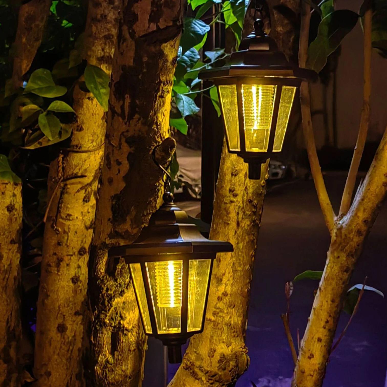 

Набор из 2 винтажных шестиугольных светодиодных солнечных светильников, для декора садовой дорожки, двора, сада, пластиковый материал 0-5W теплый белый