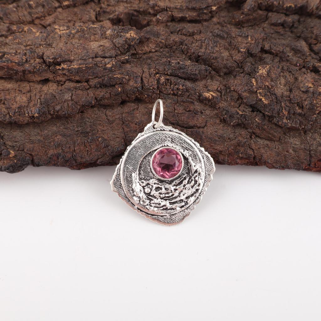 Pink Tourmaline Jewelry, 925 Solid Sterling Silver Gemstone Pendant, Handmade Jewelry, For Memorial Day