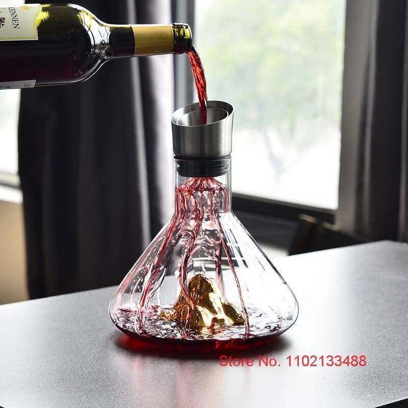 1500ml Crystal Wine Decanter Artistic Enjoyable Wineware Drinking Set Gold Iceberg Waterfall Sober Dispenser Container Bottle