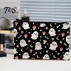 Durable Data Cable Organizer Cosmetic Bag, Halloween Pattern Print Makeup Canvas Student Stationery Pencil Pouch Zipper Pouch, for Change Storage Cute