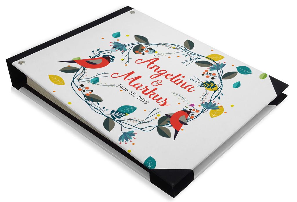 Darling Souvenir Blue Floral & Geometric Hardbound Cover Printed Anniversary Wedding Guestbook Scrap Book-7 X 9