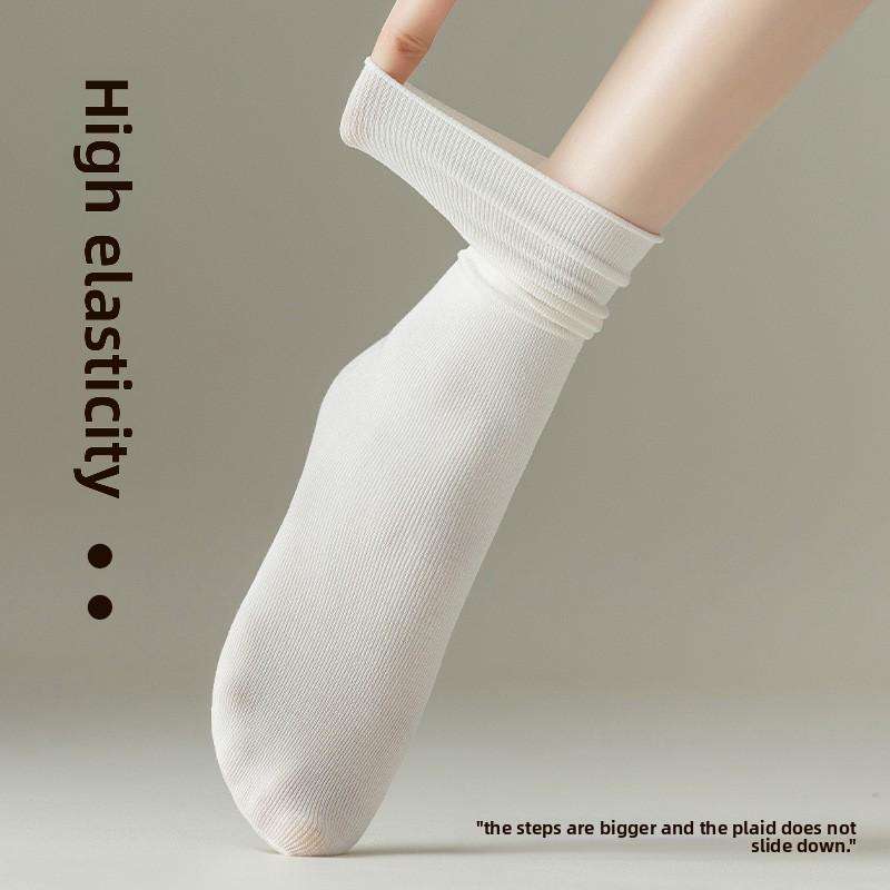 5 Pairs Socks Women's Summer Thin Pile Socks Middle Spring and Autumn Absorbent Boneless Month Socks