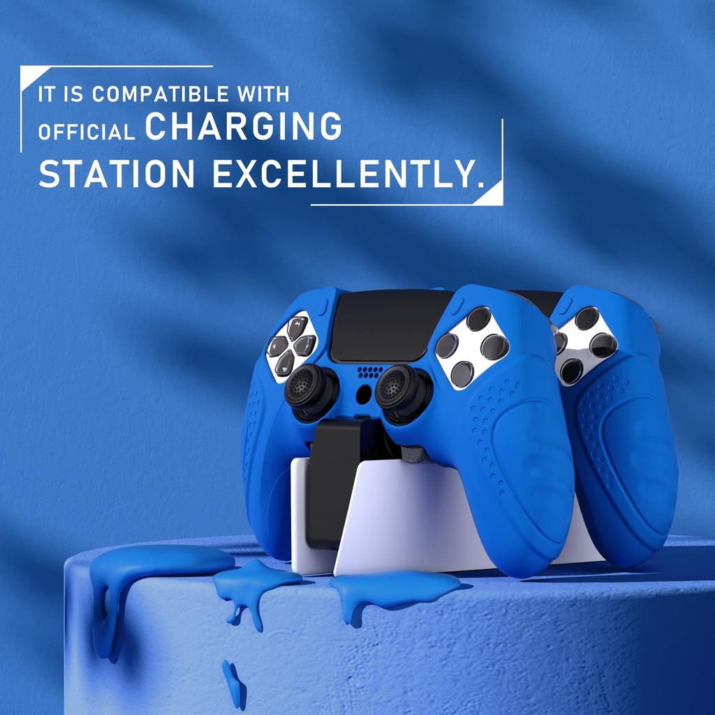 PlayVital PS5 Edge Controller Silicone Cover Soft Rubber Protector Skin for PS5 Edge Wireless Controller with Thumb Grip Caps Edition Non-Slip Case,