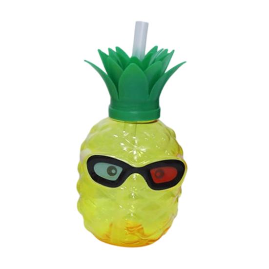 Pineapple Plastic Cup with Lid & Straw 500ml Strawberry Iced Coffee Wine Tea Mug Fruit Shaped Tumbler for Party Wedding Birthday