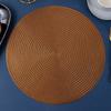 Round Hollow PVC Placemat Wind Coaster Insulated Dining Table Mat Non-Slip Bowl Mat Wheat Western-Style Placemat