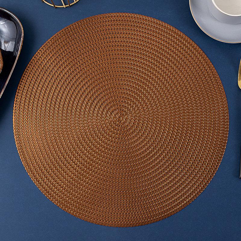 Round Hollow PVC Placemat Wind Coaster Insulated Dining Table Mat Non-Slip Bowl Mat Wheat Western-Style Placemat